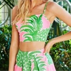 Lilly Pulitzer Pink and Green Tropical Crop Top